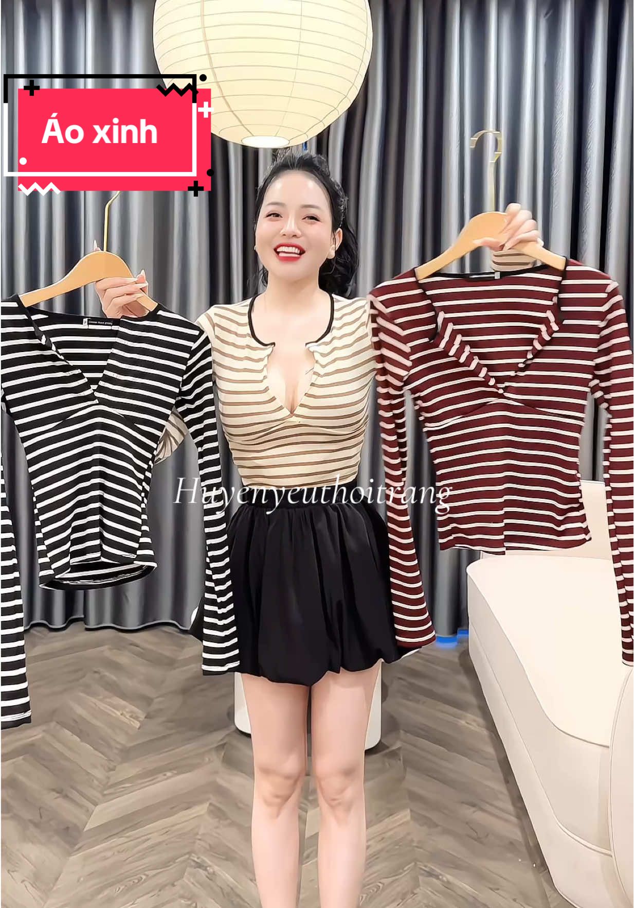 Áo kẻ ngang ôm body #xuhuong 