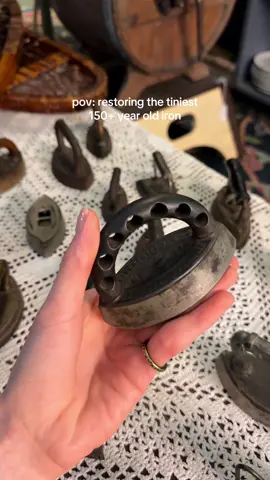 Ever used one of these?😳🥹 #antique #iron #CleanTok #asmr #asmrsounds 