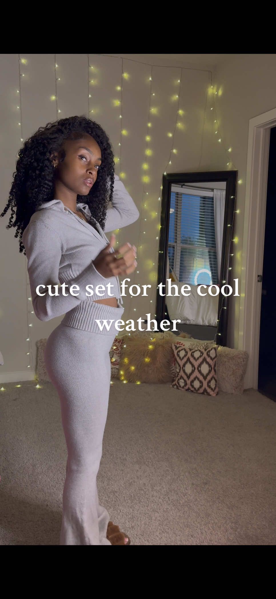 This set is so comfy and cute. 🩶 @Edikted  #edikted #ediktedhaul #ediktedtryon #twopieceset #ediktedset 