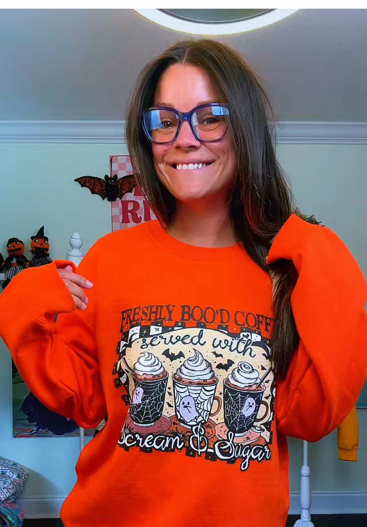 BOO! 👻 The coziest sweatshirt ever is in our shop. 🧡💜 #ghosts #coffee #coffeelover #spookyseason 