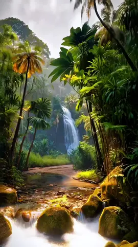 Live 4K Wallpaper HD 2025 Tropical Falls & Jungle Serenity 🌊🌺💐🏝️🌴 Imagine you have teleported into the wild… :)  #4kwallpaper #livewallpaper #2025trends #tropical #waterfalls 