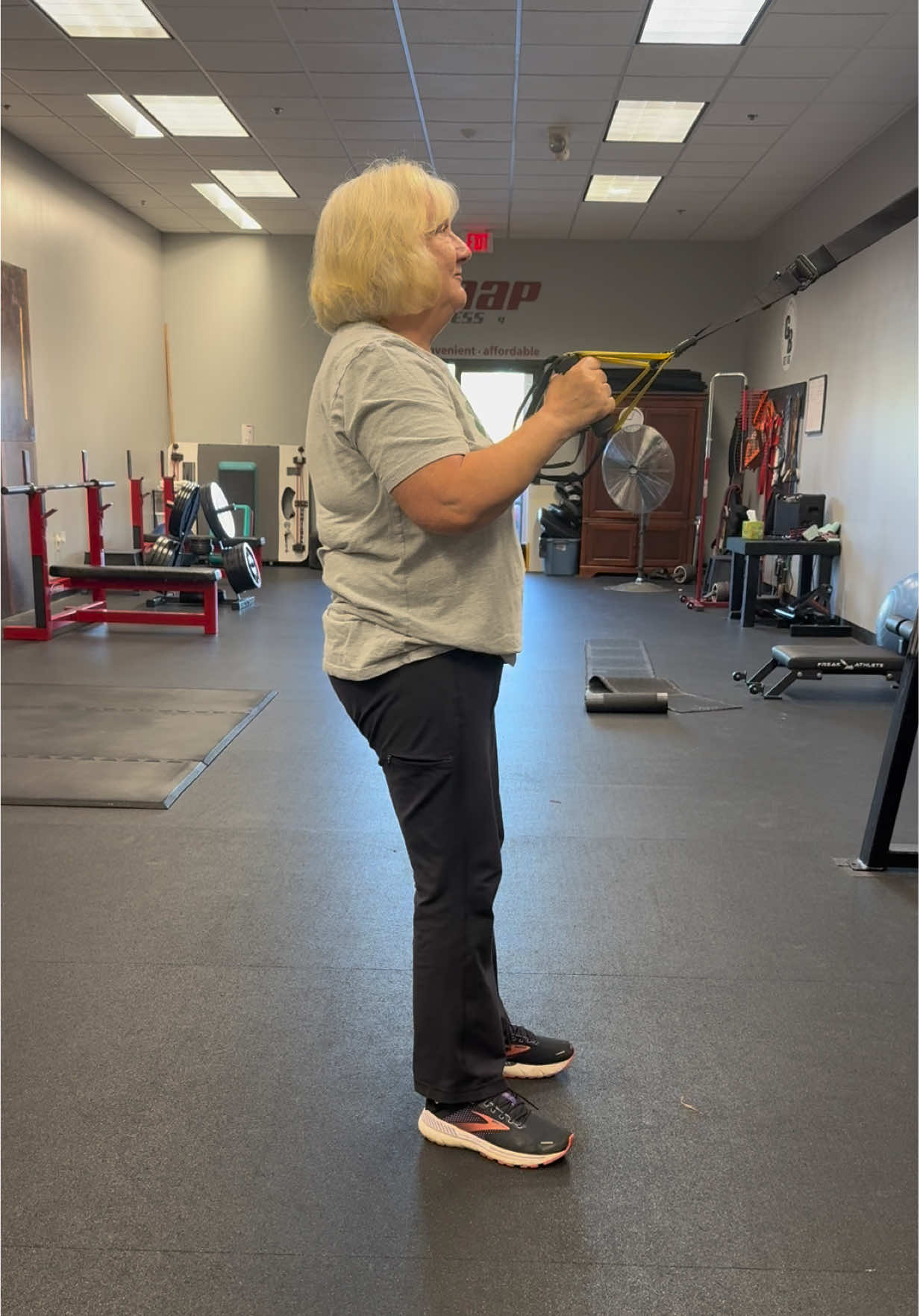 Showcasing my client Cindi today. She is 73 years old, and she has CMT neuropathy but let me tell you, she is unphased. Nothing slows her down. She’s here every week rain or shine, never complains and trusts me implicitly. She also does chair yoga and is quite active with the grandkids activities and sports. She’s my buddy and I’m really proud of her grit and determination to continue to be mobile and independent. #Fitness #mobility #determined #neuropathy #cmtneuropathy 