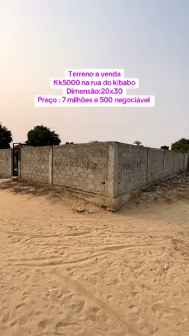 Terreno a venda Kk5000 na rua do kibabo  Dimensão:20x30 Preço : 7 milhões e 500 negociável  +info:948796188