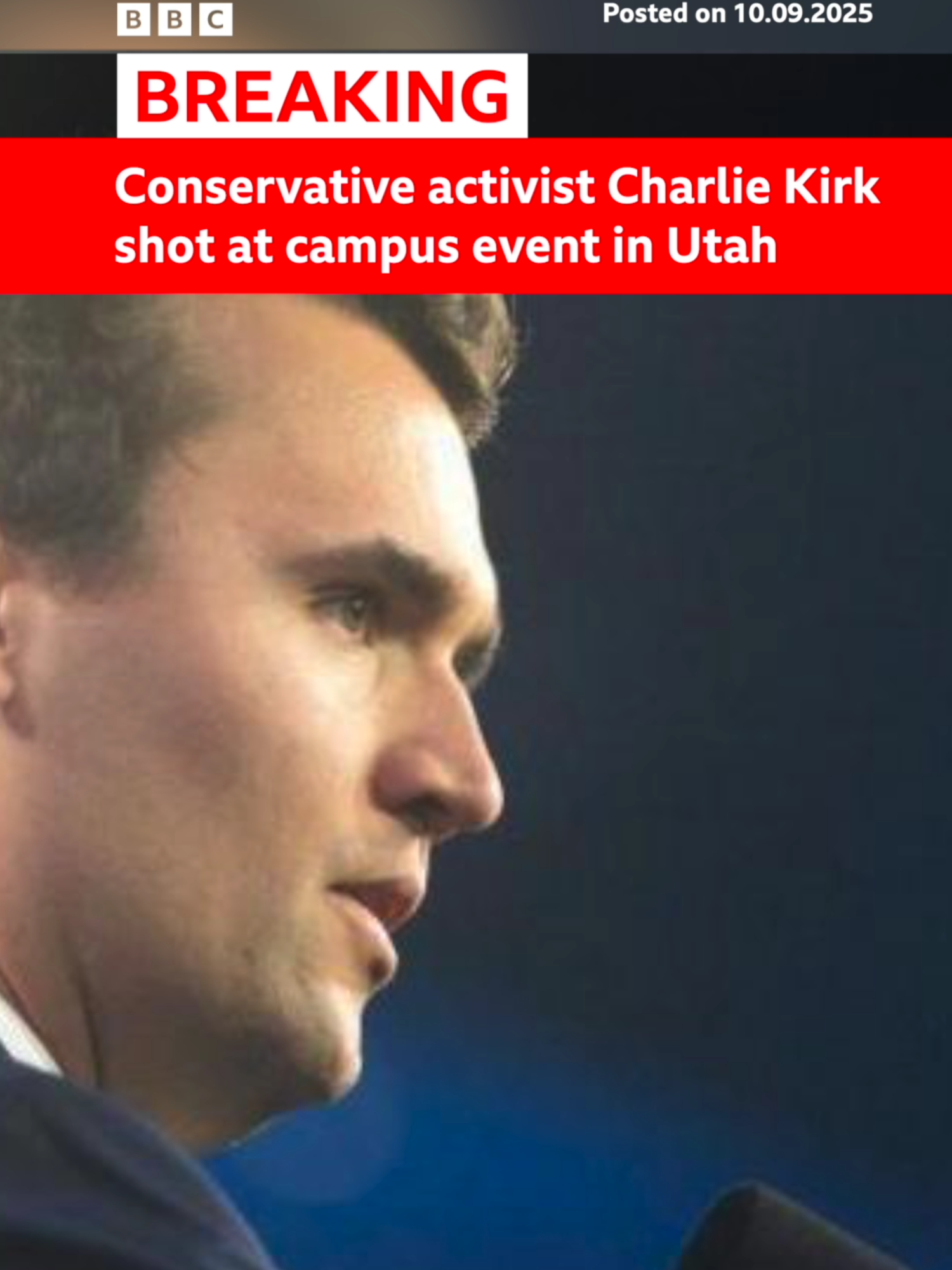 A shot was fired at conservative activist Charlie Kirk at a campus event in Utah, the university says. #CharlieKirk #US #DonaldTrump #USPolitics #BBCNews