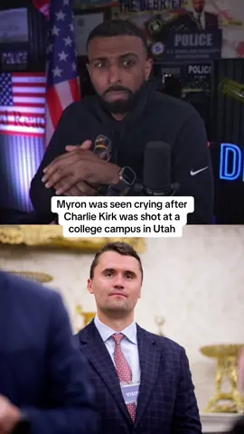 Myron was seen crying after Charlie Kirk was shot at a college campus in Utah #myron #charliekirk 