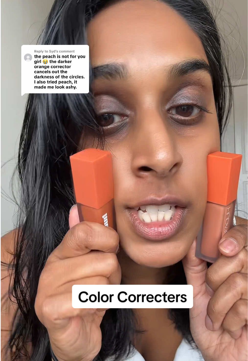 Replying to @Syd YOU ARE RIGHT!!  Color Correcter @Huda Beauty  Concealer @makeupbymario  Setting Powder @Laura Mercier  #darkcircles #hyperpigmentation #brownskin #natural #fypシ゚ 