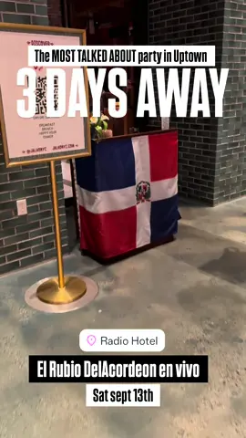 💣 @bombitaparty – SÁBADO 13 DE SEPTIEMBRE 💣 Uptown se prende con El Rubio Acordeón en vivo 🎹🔥 acompañado de los DJs más duros de NYC 🥁🎶 📍 Radio Hotel Patio – 181st & Amsterdam, Washington Heights 🕒 3:00PM – 11:00PM Rsvp.646.831.9948 🎟️ Tickets disponibles en boletosexpress.com #BombitaParty #Tipico809 #Uptown 