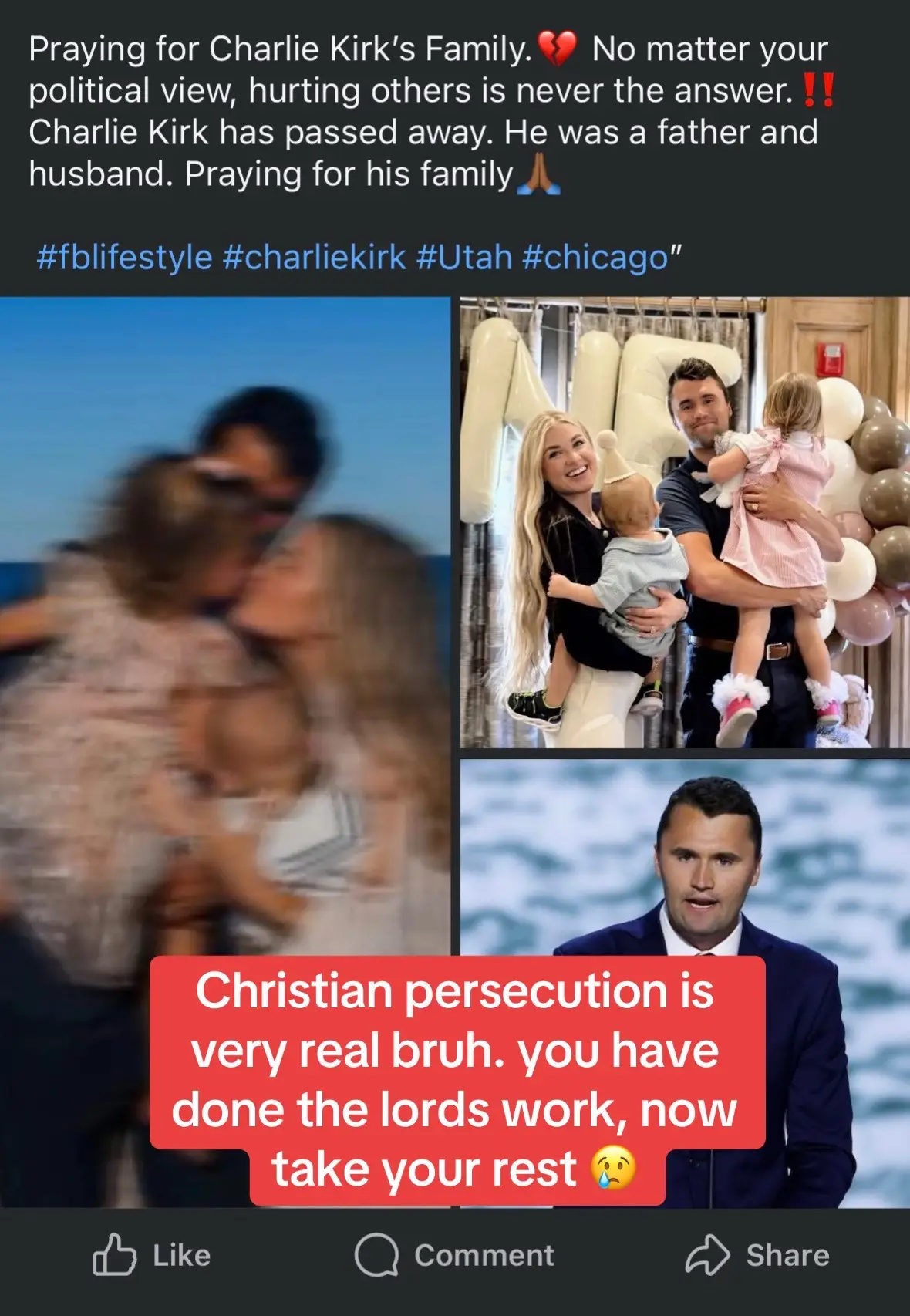 CHRISTIAN PERSECUTION IS VERY REAL. FOLLOWING CHRIST WE WILL BE HATED. IF YOU SUPPORT WHAT HAPPENED TODAY, PLEASE UNFOLLOW ME AND FIND JESUS. THIS IS WORLD IS GONNNNEEE BRUH. MY GOD. THEN YOU HAVE PEOPLE LAUGHING AT HIS DEATH. YALL JUST DONT KNOW THE WRATHE THATS UPON SOME FROM GOD. #christiantiktok #sad 