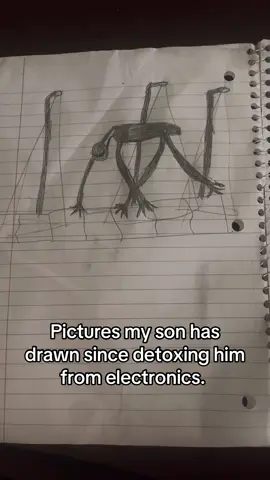 He likes creepy drawings. The imagination on this boy is wild. 