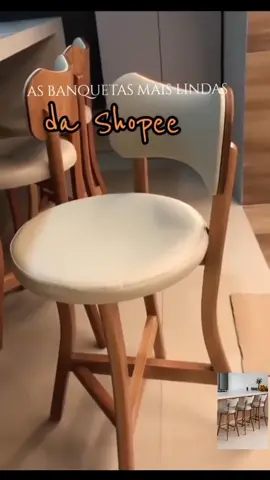 Banquete mais linda da Shopee 🤩link de compra na bio só clicar ✅ #banqueta #linho #cadeira #madeira #couro 
