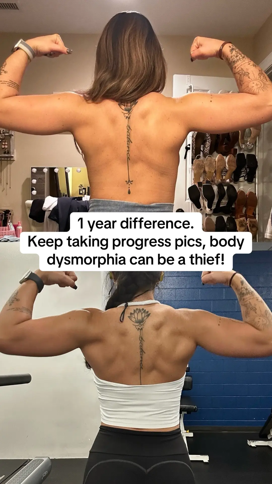 you can lose sight of gym progress if you don’t document over time 💗 it can be difficult at times but you will thank yourself later on!  #gymtransformation #gymmotivation #GymTok #fitnessmotivation #selflove 