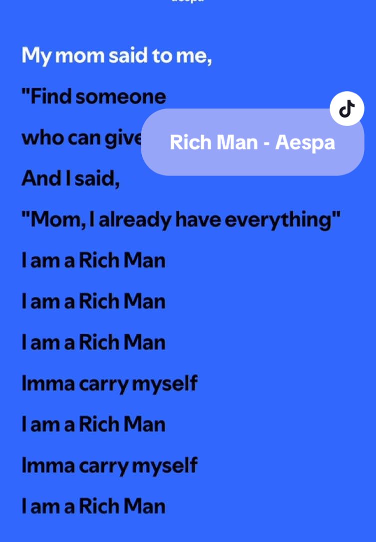 Rich Man - Aespa  • • • #lyricsvideo #fyp #aespa #kpop 