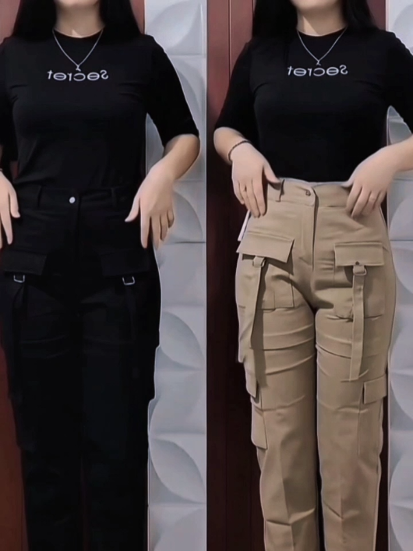 Celana Cullote Cargo Panjang Strech Katun Twill / Kulot Cargo Wanita Highwaist Kekinian Dengan 4 Saku - Loose Cewek Dewasa Karet Tebal Basic Stretch