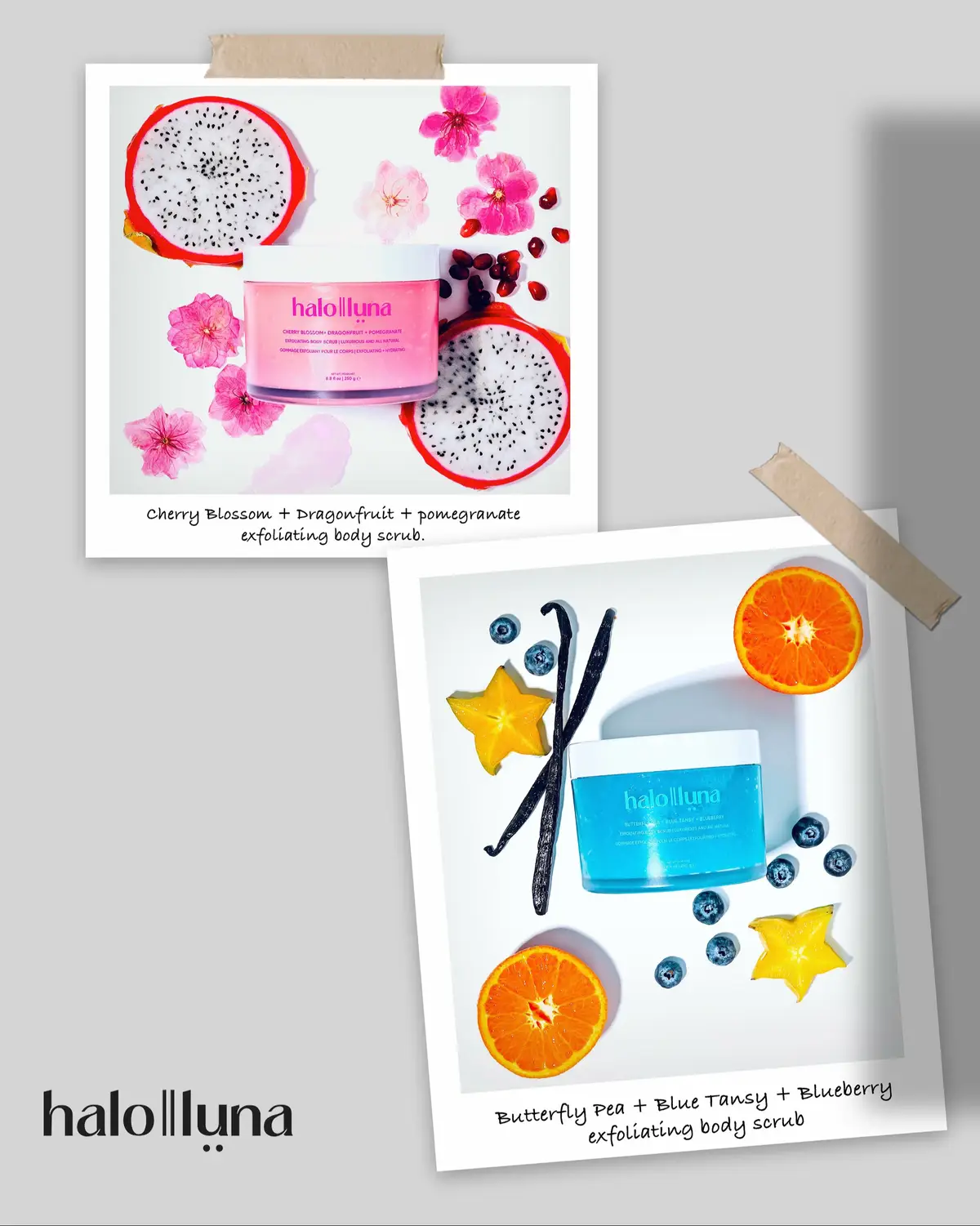 Introducing our all natural, superfood and antioxidant rich exfoliating body scrubs. Made from fine sugar granules, Shea butter and botanical extracts to remove dead skin and environmental debris while hydrating and nourishing your skin #bodycare #skincare #exfoliate  Get your at www.haloandlunacosmetics.com