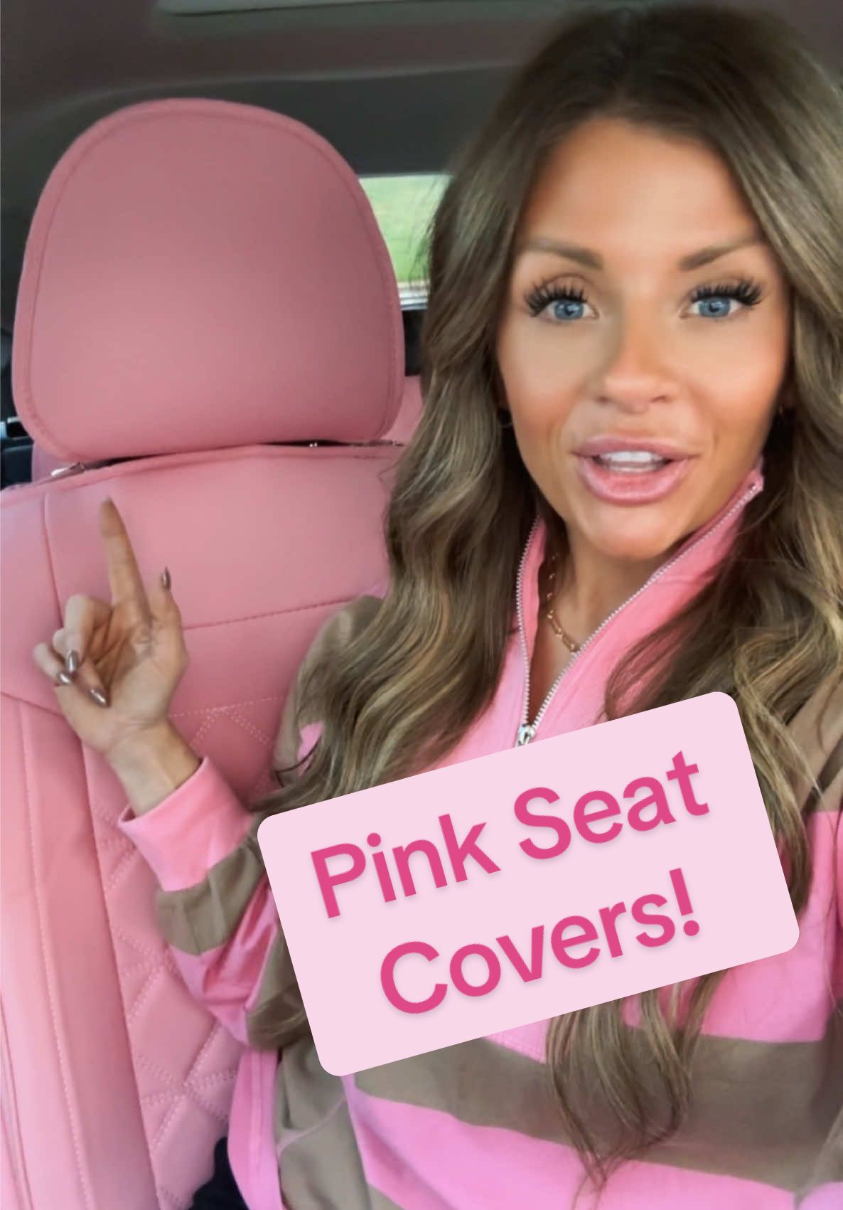 Who doesn’t want pink seat covers for their vehicle!?? I mean, come on! They are a whole vibe and I’m here for it! #carsoftiktok #pinkseatcovers #pinkcarinterior #pinkcar #pinktok 