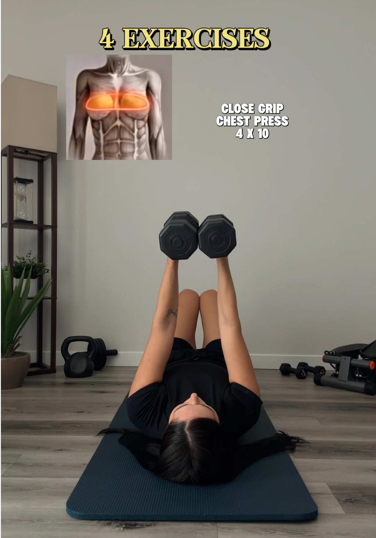 Natural Breast Lift🔥 Chest Workout with dumbbells‼️  #upperbody #chest #workout #GymTok #breastlift #fypシ 