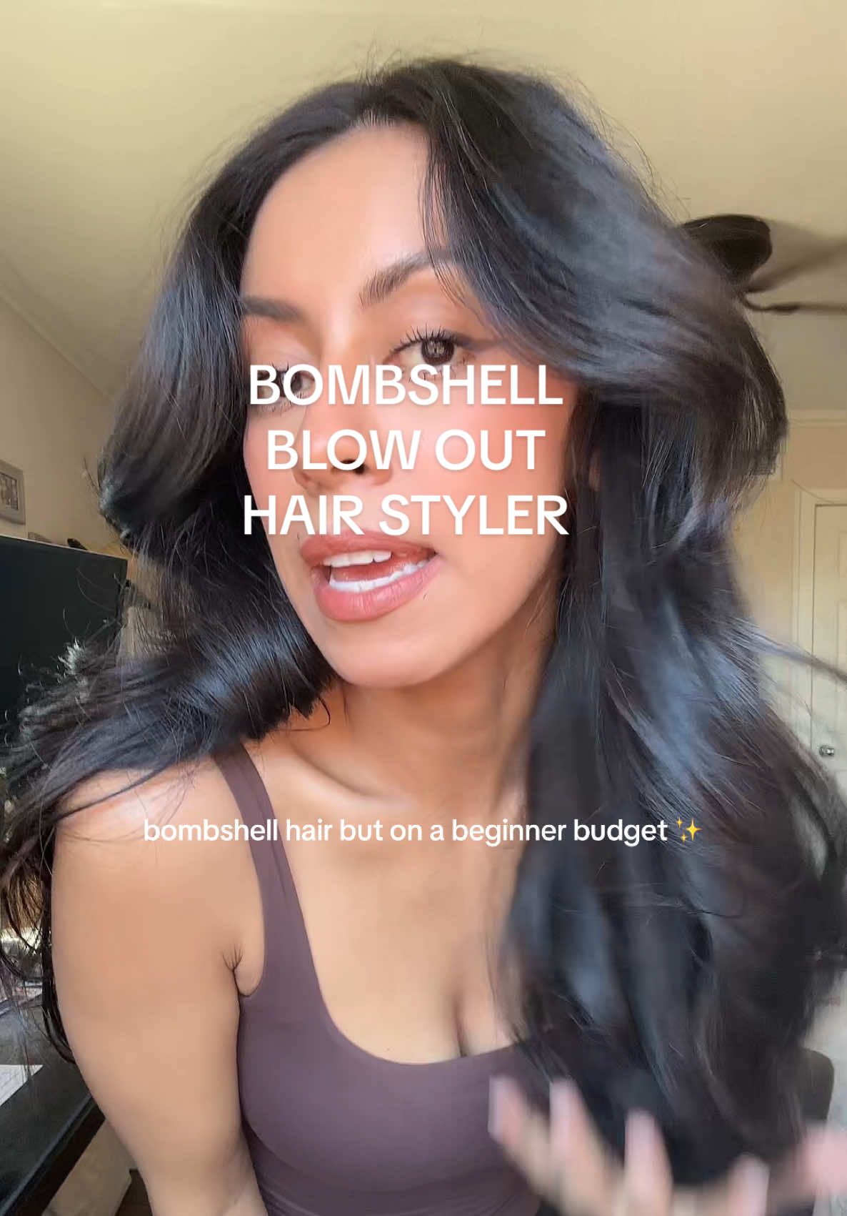 Serving bouncy bombshell curls straight from my bedroom 💕 ladies, if you’re a beginner like me- grab this one while it’s on sale!  #airwrap #airwraptutorial #brightuphairdryer #blowout #blowoutathome 