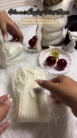 Y2K Sweet Fingerless Gloves Arm Warmers Lolita Knitted Leg Gloves Women's Cosplay Wrist Sleeves #armwarmers #cloves #fingerlessgloves ##foryou #fyp 