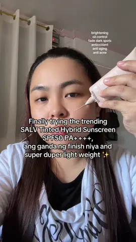 ang sarap i-gatekeep ng tinted sunscreen nato 😆#salvtintedsunscreenreview #tintedhybridsunscreen #trending #lightweight 