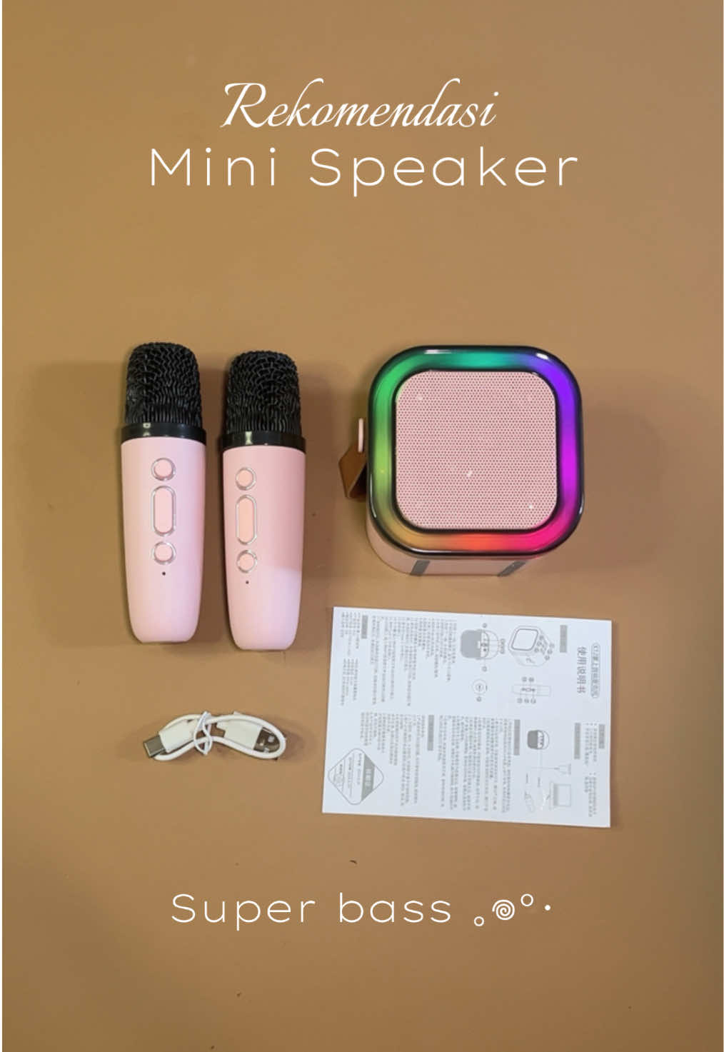 Speaker mini + 2 mic gemes banget bisa dibawa ke mana mana  #speakerbluetooth #speakerkaraoke #speakerbluetoothmurah #speakerportable #foryoupage 