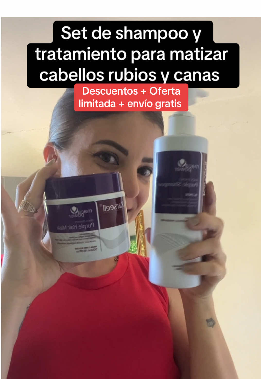 Mi mom estaba loca por tener este Set de shampoo y tratamiento para matizar cabellos rubios y canas porque su cabello es un poco rebelde😆 @Karseell Official 