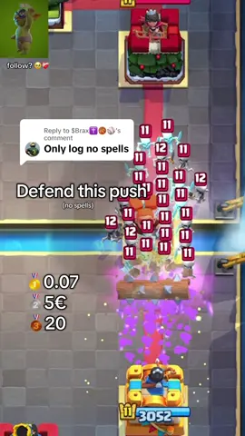 Replying to @$Brax✝️🏀⚾️ Can Log defend this push? 🤔 Thanks @ocigtogalgto🪖 for the 5€ 🥹 #clashroyale #clashroyaledaily #clashroyalemoments #clashroyalememes 