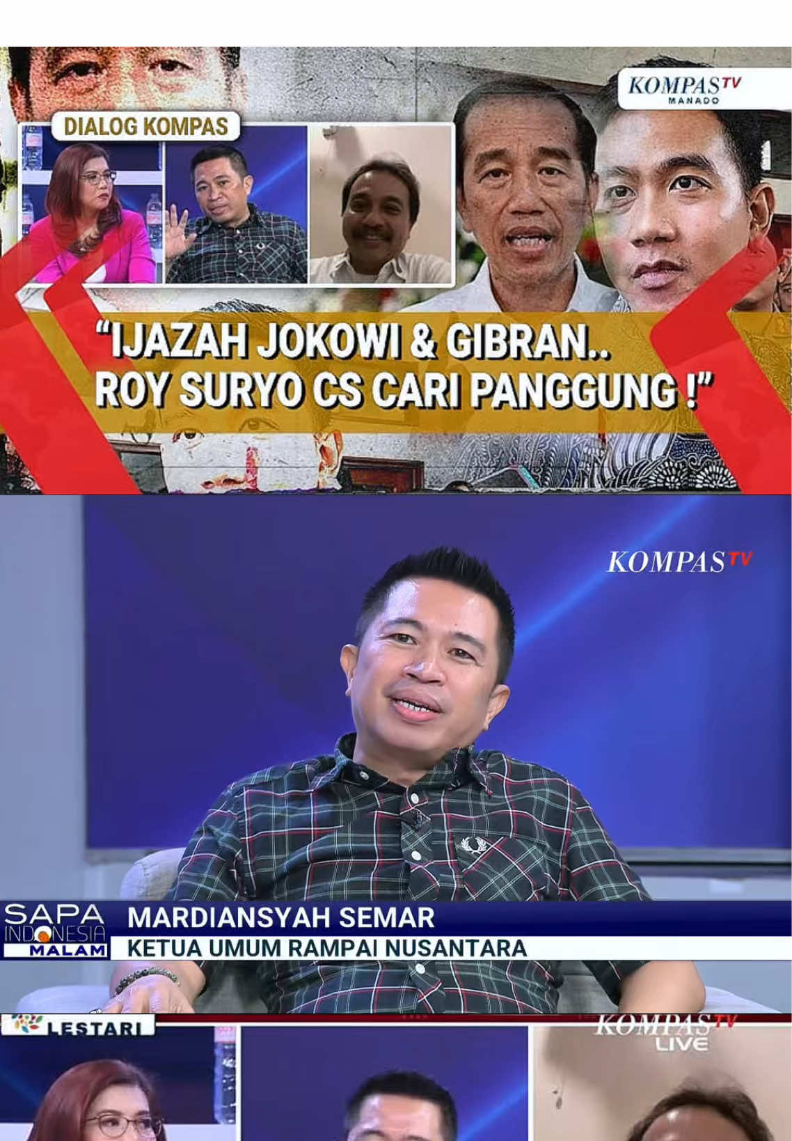 Debat Sengit, Ketum Rampai Nusantara Mardiansyah Semar @Semar Mardiansyah Tanggapi Roy Suryo ‘Hanya Cari Panggung!’ Isu keaslian ijazah Presiden Joko Widodo Jokowi kembali digulirkan oleh Roy Suryo dan kawan-kawan. Terbaru, Roy Suryo, penggugat ijazah Presiden Joko Widodo, mendatangi Komisi III dan Komisi X DPR RI untuk mengajukan permohonan audiensi untuk membahas ijazah Presiden Jokowi dan Wakil Presiden @Gibran Rakabuming. Ketum Rampai Nusantara, Mardiansyah Semar, memberikan respons keras terhadap Pakar Telematika Roy Suryo yang dinilai hanya ‘mencari panggung’ dengan serangkaian pernyataan kontroversialnya. Semar menilai bahwa Roy Suryo sering membuat tuduhan tanpa bukti yang kuat, sehingga merugikan pihak lain dan menciptakan kegaduhan di masyarakat. Menurut Semar, tuduhan ijazah palsu terhadap Jokowi merupakan fitnah keji yang tidak berdasar dan telah dibantah secara tegas oleh Universitas Gadjah Mada (UGM).  Roy Suryo kembali memicu kontroversi dengan membawa bukti baru ‘White Paper’ terkait ijazah Presiden Joko Widodo dan putranya, Gibran Rakabuming Raka, ke DPR. Ketum Rampai Nusantara mempertanyakan motif di balik laporan ini dan menilai bahwa tindakan Roy Suryo dapat merusak stabilitas politik dan kepercayaan publik terhadap institusi negara. Rampai Nusantara, pendukung Jokowi dan Gibran menilai bahwa laporan ini hanyalah upaya untuk menjatuhkan citra kedua tokoh tersebut. Rampai Nusantara meminta agar Roy Suryo dapat membuktikan tuduhan-tuduhannya dengan bukti yang kuat dan bukan hanya berdasarkan spekulasi atau asumsi. #rampainusantara #ijazahpalsujokowi #semarmardiansyah #jokowidifitnah #jokowidodo                         