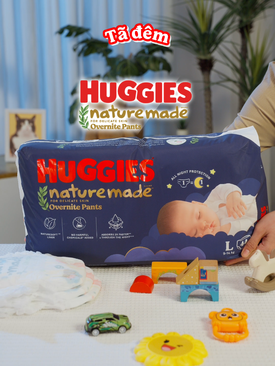 TIN ĐƯỢC KHÔNG? Cả đêm bé chỉ cần thay 1 miếng tã? Đó chính xác là tã đêm Huggies Naturemade Overnite đóoooo #huggies #naturemade #naturemadeovernite #trending #antamvuisam 