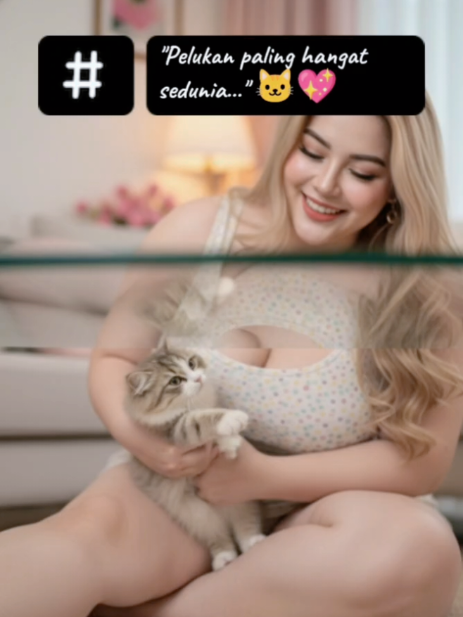 Ruang tamu pink + kucing = mood booster terbaik 🐾✨   Kalau kamu punya kucing, biasanya paling suka dipeluk pas kapan? #mommyvibes #kucinglucu #fyp #ruangpink #mommykonten