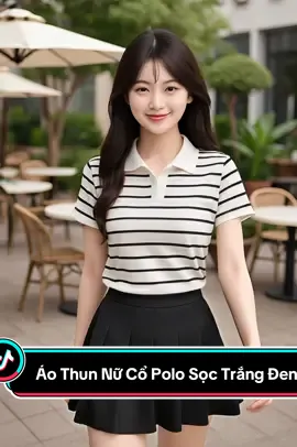 Áo Thun Nữ Cổ Polo Sọc Trắng Đen #thoitrangnu #aothunnu #aothun #aoxinh #aoxinhhottrend 