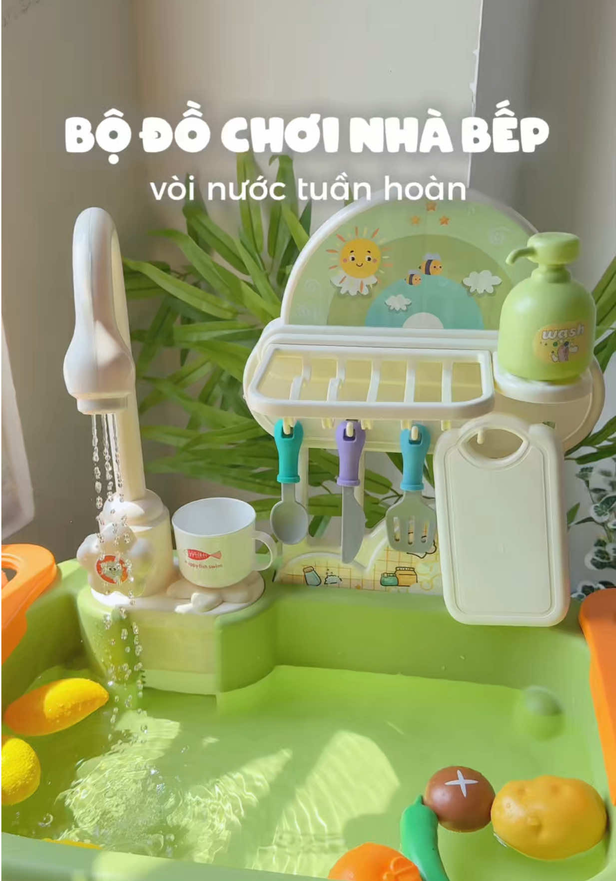 Bộ đồ chơi nhà bếp, đồ chơi rửa chén cho bé Pikaboo #pikaboo #dochoinhabep #dochoichobe #mebimchamcon 