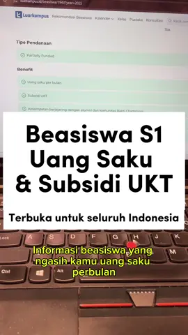🎓 BEASISWA BAKTI BCA 2025 - UNTUK MAHASISWA S1 DI SELURUH INDONESIA   Beasiswa Bakti BCA 2025 diselenggarakan oleh PT Bank Central Asia Tbk bagi mahasiswa aktif minimal semester 3 di seluruh Indonesia  😍 💵 𝗖𝗔𝗞𝗨𝗣𝗔𝗡 𝗕𝗘𝗔𝗦𝗜𝗦𝗪𝗔: 1. Uang saku per bulan 2. Subsidi UKT 3. Kesempatan berjejaring dengan alumni dan komunitas Bakti Champions 4. National Summit (bagi Bakti Champions terpilih) 5. Akses ke jaringan alumni Link Bimbingan Cara Daftar: https://luarkampus.id/kelas/52 Link Pendaftaran: https://luarkampus.id/beasiswa/1943 Batas waktu pendaftaran sampai dengan 30 September 2025