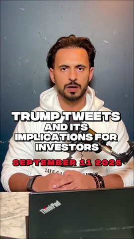 Trump Tweets Fed Pressure & Trade Risks | What Does This Mean for Markets? - September 11, 2025 Trump's latest tweets are driving market uncertainty, focusing on monetary policy and global trac He called for immediate rate cuts from the Fed, increasing volatility for Treasuries, USD, and rate-sensitive sectors like housing, banks, and growth stocks. On trade, he pressed the EU to impose 100 tariffs on China and India, but reports suggest the EU won't comply, reducing tariff risk. For investors, this means caution in interest-rate dependent stocks (like LEN - Lennar Corporation) and a possible boost for gold (GLD) amid geopolitical events. Watch for VIX as a hedge against rising market volatility. #zayecapitalmarkets #stock #donaldtrump #gold #bank  @Zaye Capital Markets  @Zaye Capital Markets - Spanish  @Zaye Capital Markets - Arabic 