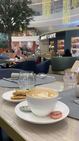 That perfect first sip of cappuccino in the morning 🌤️ pure happiness! 😊🌸☕️🌿✨ 📍Dubai Mall #cafe #coffee #latte #dubai #uae 