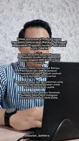 Imbas kontroversi Podcast yang menyakiti masyarakat,Rahayu Saraswati keponakan Prabowo mundur dari kursi kursi DPR RI #rahayusaraswati #dprri #breakingnews 