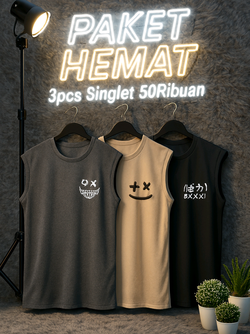 PAKET HEMAT Kaos Singlet Lekbong Distro Paketan 3 pcs 50ribu Singlet Santai Gym #singlet #kaossingletpria #singletpria #kaossingletmurah #foryou 