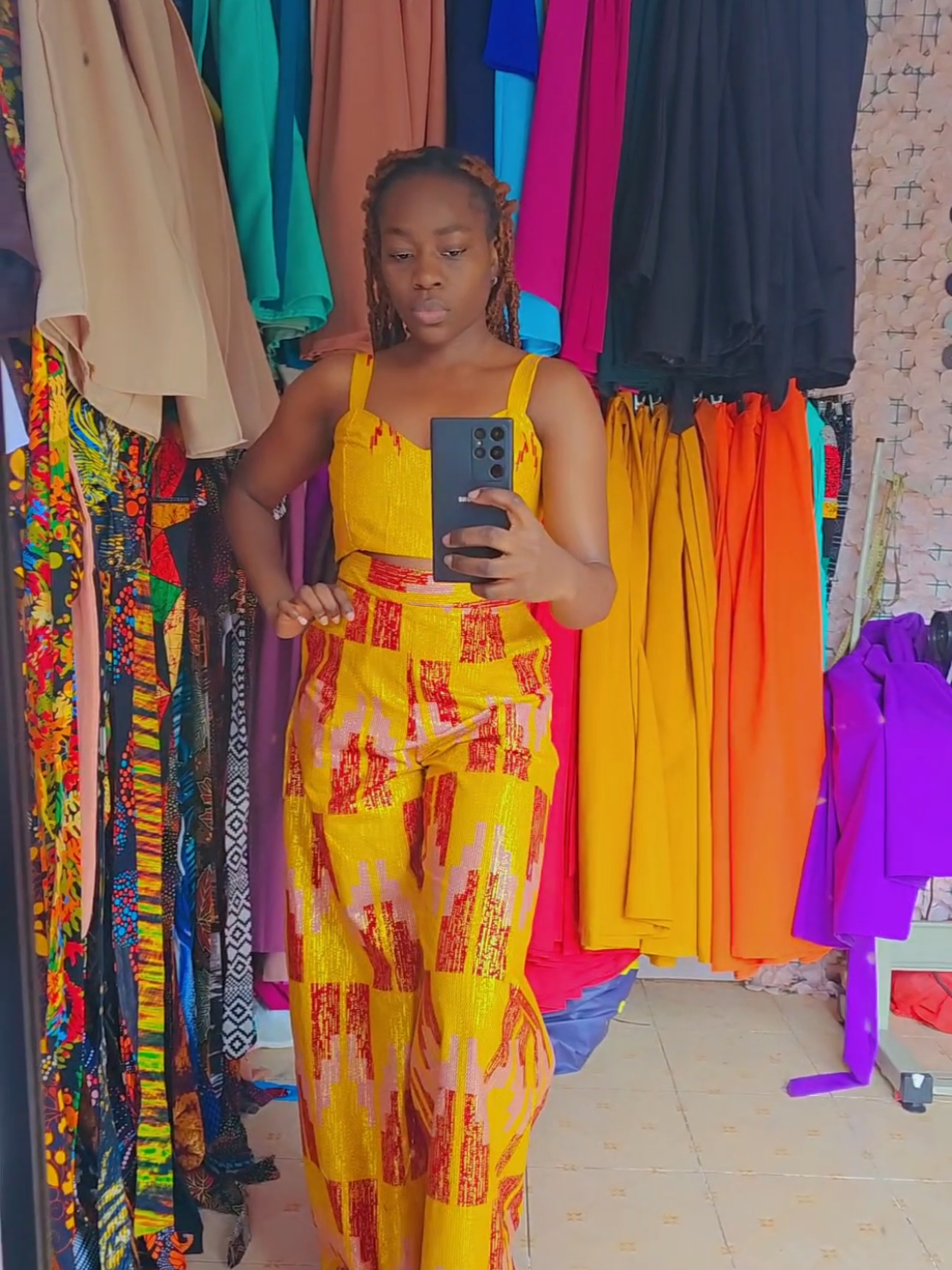 wine red mustard combo in Kente. available on preoder,  in different prints and sizes.  #tailormade #kente #pallazoset #Africanpri#fashionistalizzie 