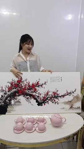 Hoa đào đón tết rước may mắn khởi đầu suôn mượt ạ #tranhtrangguong #xuongtranhhongnhung 