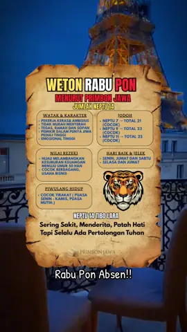 Weton Rabu Pon Tibo Lara Berdasarkan Primbon Jawi #wetonjawa #primbonjawa #rabupon #wetonrabupon #neptu14 