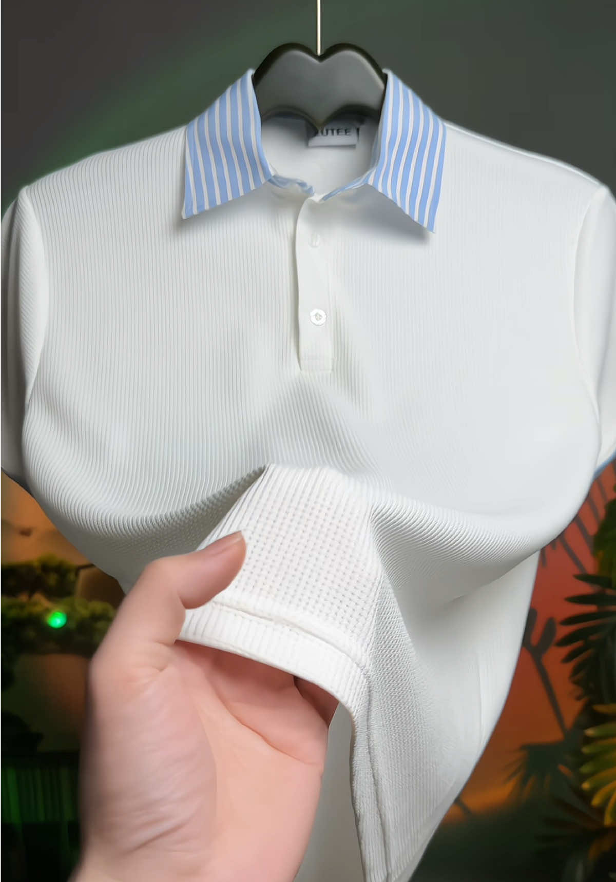 Áo Polo Ngắn Tay Phối Sơ Mi Kẻ Sọc Xanh ZUTEE Áo Phông Vải Cotton Tổ Ong #aopolo #aopolonam #thoitrangnam #viralvideos #xuhướng 