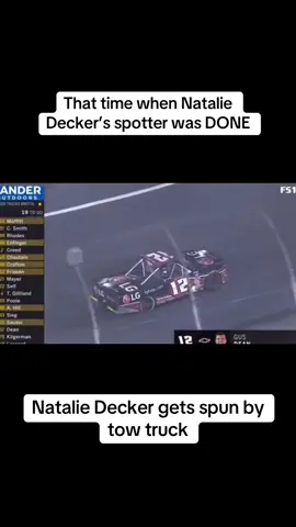 That time when Natalie Decker’s spotter was FED UP  #nascar #motorsports #racing #fyp #sports #car #racetrack #iracing #awesome #racecar #flip #crash #speed #diecast #cool #wreck #unbelivable #outofnowhere #daytona #charlotte #ovalracing #roadracing #xfinity #beer #f1 #formula1 #drivetosurvive #fullsend #fullspeed #sendit #talladeganights 