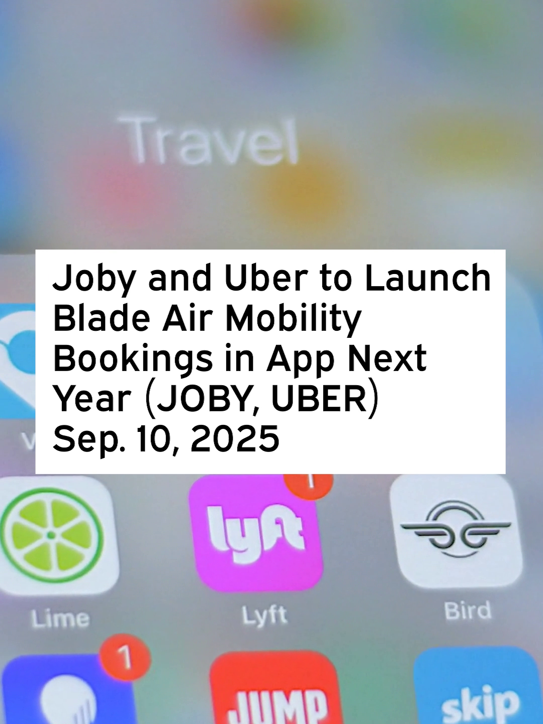 Joby Aviation and Uber Technologies will integrate Blade’s air mobility services into the Uber app as early as 2026, following Joby’s acquisition of Blade’s passenger business. The partnership will allow passengers to book Blade flights directly through the Uber platform, expanding Uber’s transportation ecosystem to include aerial mobility. #JOBY #UBER #JOBYStock #JOBYNews #JOBYStockNews #UBERStock #UBERNews #UBERStockNews #Blade #AirMobility #FlyingTaxi #UrbanAirMobility #Aviation #Investors #Finance #WallStreet #MarketIntelligence #FinancialMarkets $JOBY $UBER