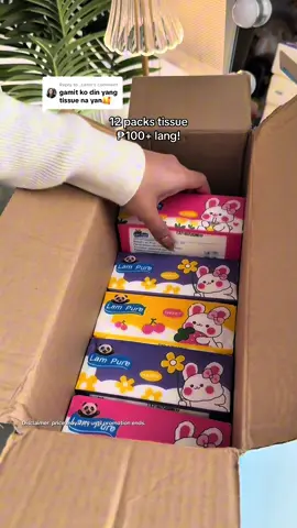 Replying to @_cams 12 packs tissue ₱100 lang! #tissue #facialtissue #lampuretissue 