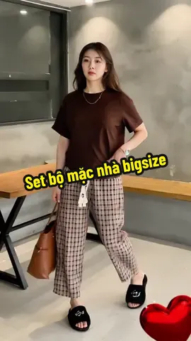 Set bộ áo thun mát lạnh ,quần caro dài có size tới 85kg chị em vô lựa nha #thoitrangnu #dobo #caro 
