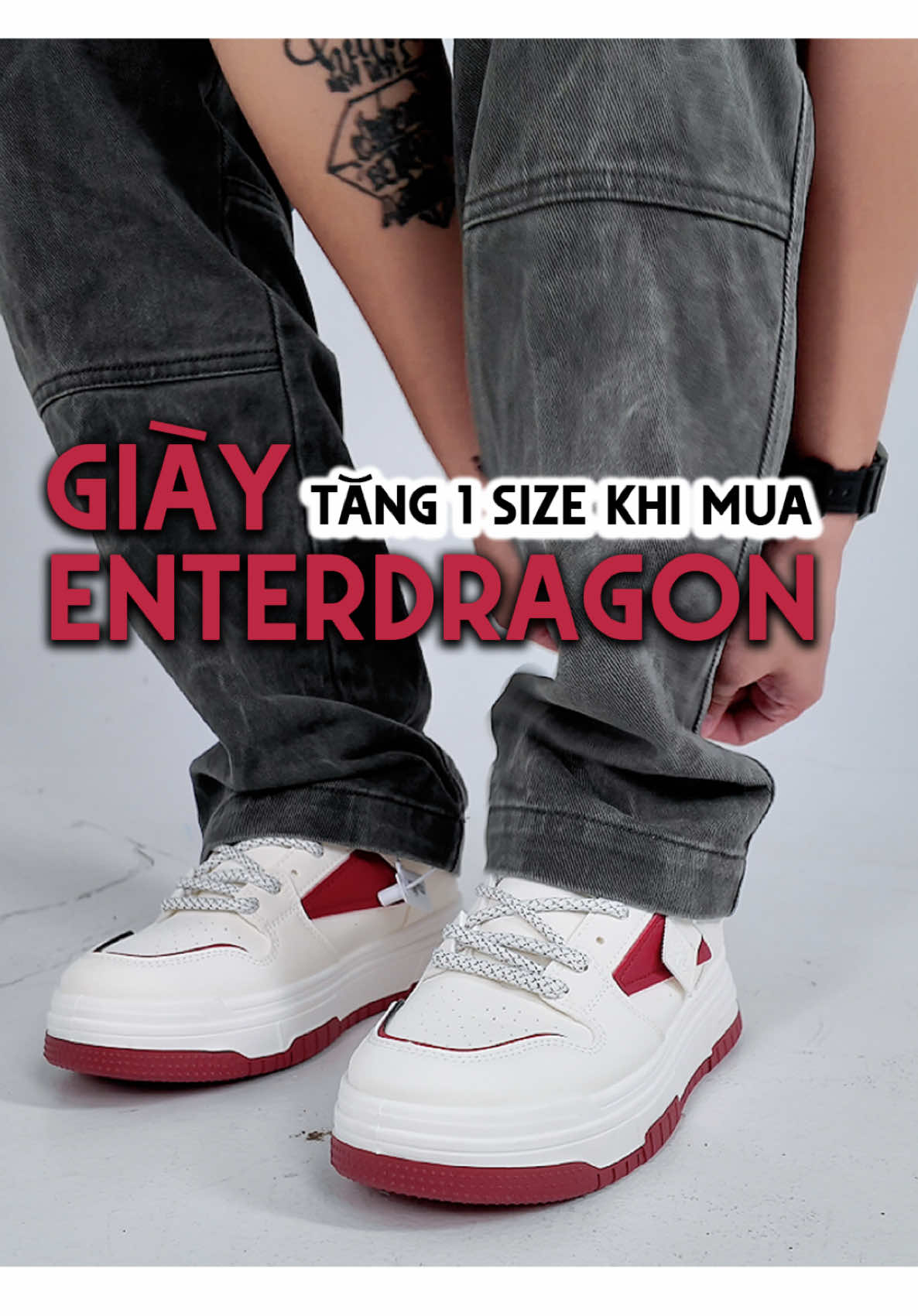 Giày Enter Dragon phiên bản đỏ trắng, BẠN NHỚ TĂNG 1 SIZE NHÉ #enterdragon #sneaker #giaythethao #giaythethaonam 