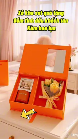 Set hộp quà tặng gồm tinh dầu khếch tán kèm hoa lụa #xuhuong #quatang #setqua 