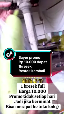 Monggo paket sayur promonya 1 kresek full cuma 10.000 tidak perlu ditimbang asal beli minimal 4/5macam sayur,beli sakpuase ,sak senenge kalian ya,ingat promo tidak setiap hari ya best👍 #sayurmurah #promotiktok  #kulinerblitar  #masukberanda #fyppppppppppppppppppppppp 