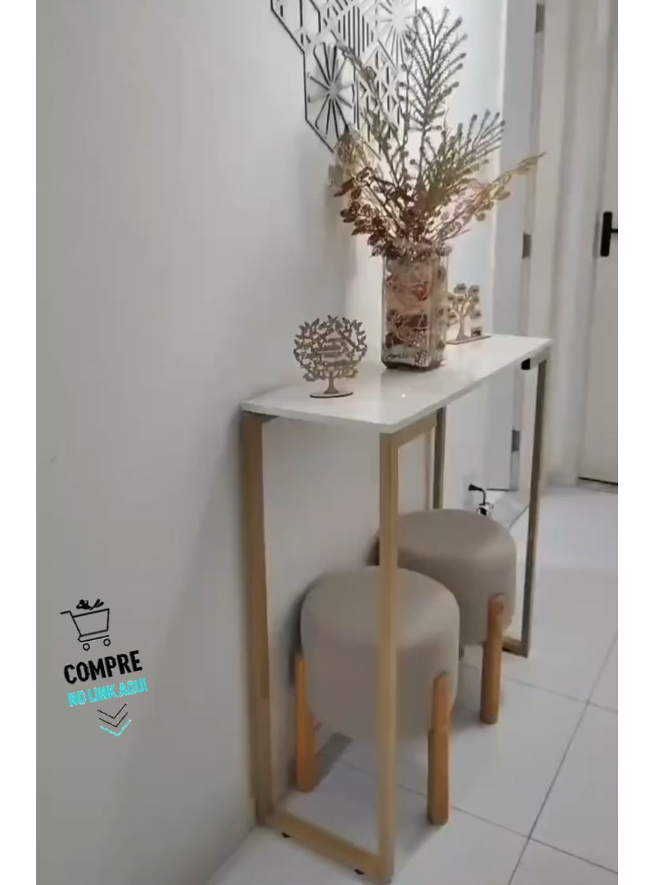 Mesa Buffet Balcão Aparador Industrial Pé Dourado 