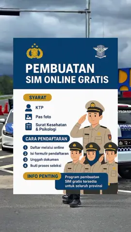 INFO TERKINI UNTUK ANDA!  PEMBUATAN SIM ONLINE GRATIS 2025 Kabar baik! kini hadir program pembuatan dan perpanjang SIM secara online GRATIS untuk seluruh masyarakat di Indonesia!  Cek cara & syarat, jangan sampai ketinggalan!  Berlaku di seluruh provinsi. Mudah & praktis. untuk kesejahteraan dan keselamatan berkendara #perpanjangsimonline #lalulintas #lalulintas #FYP #simonline 