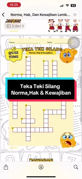 Silahkan buat referensi soal soal kelas 6 tentang norma hak dan kewajiban (dasar) 🤗#lkpd #ppkn #kelas6 